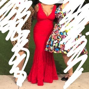 Betsy & Adam Red Lace Dress — size 14